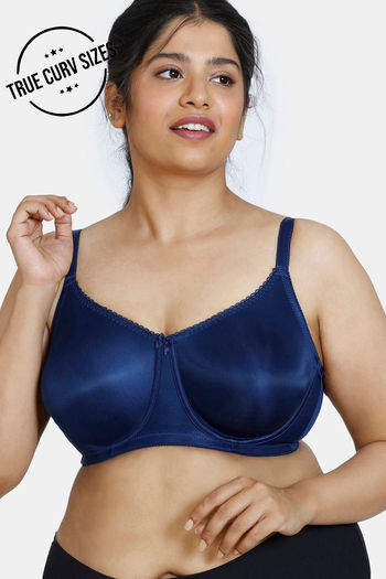 Buy Zivame True Curv Beautiful Basics Double Layered Wired Full Coverage Super Support Bra - Blue Depth
